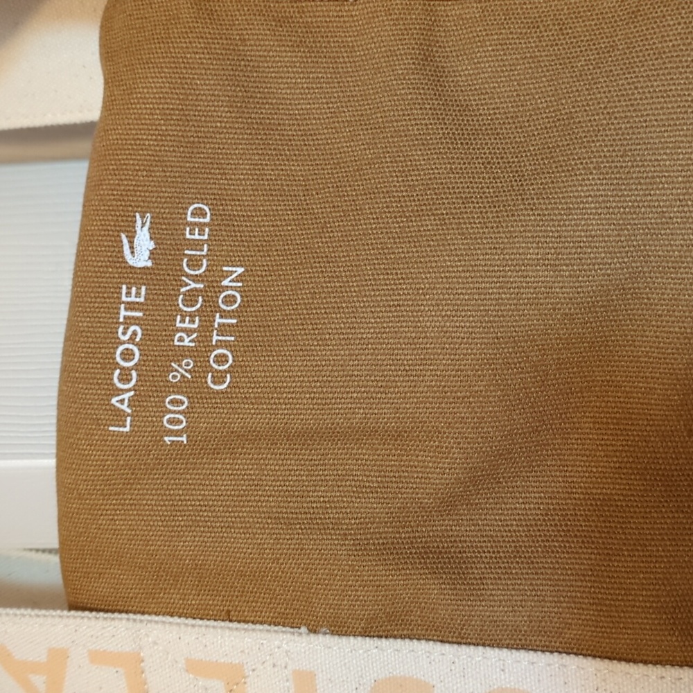 Lacoste Tan Canvas Tote Bag - Picture 2 of 3
